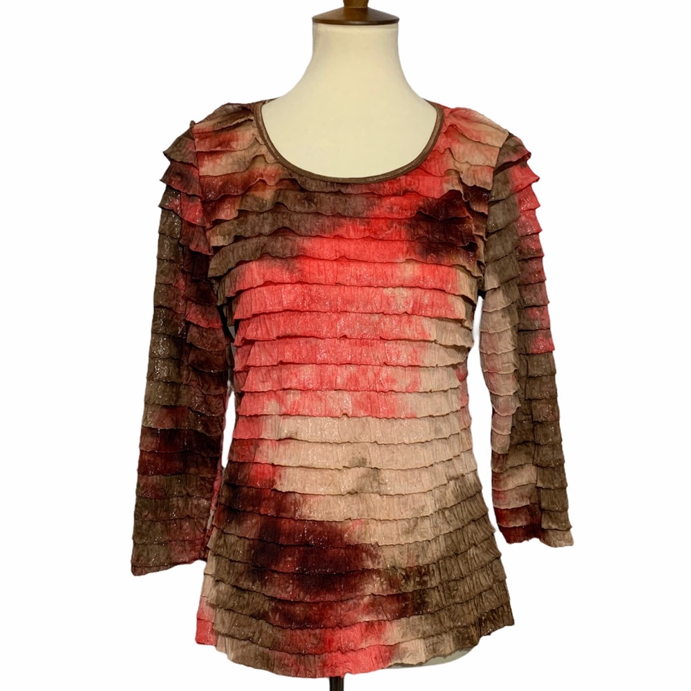 Notations Ruffle 3/4 Sleeve Blouse